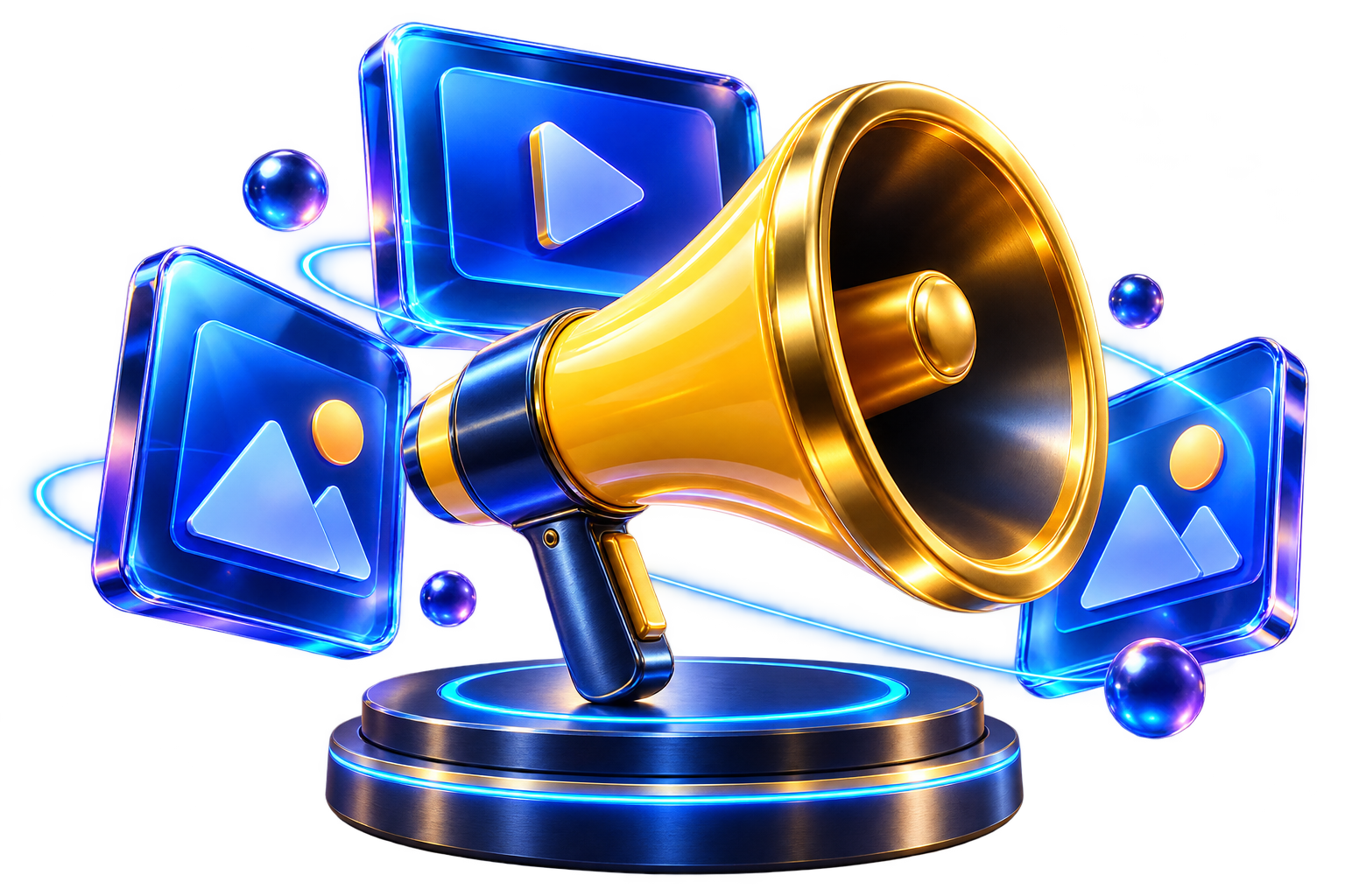 Three-dimensional gold megaphone
